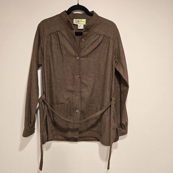 True Vintage 70s Palena Jacket Shacket Wool Blend Button Up Large Womens Brown - Picture 1 of 10